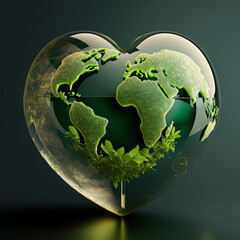 Heart shaped green earth