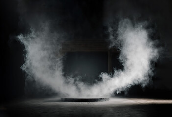 Fototapeta na wymiar Smoke rising around a platform or podium, Generative AI