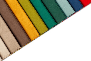 Different samples of velvet fabric