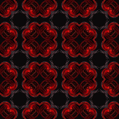 Tile red-black fractal patterns.