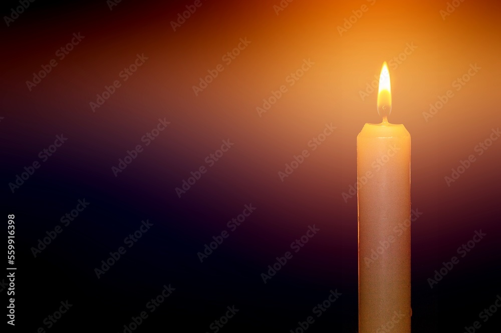 Poster Abstract burning candle on dark background