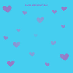 Valentine's Day Card with Light Blue Background and Small Violet Hearts