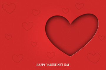 Valentine's Day Red Card Background with Big Heart on Right Side