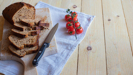 Homemade banana bread decorated and prepared for serving