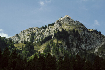 Naklejka premium Switzerland landscape of Kleiner Mythen mountain in Schwyzer Alps in sunny daylight