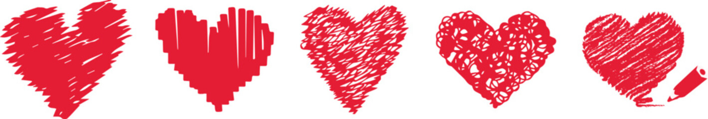 Horizontal set for Ink Brush hearts. Heart Symbol. heart icon. shaped logo.  lovers, romance, valentines, valentine, romantic, concept, card, marriage, two, valentine day, variety, affection, happines
