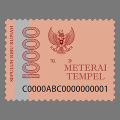 illustration of a Indonesian stamp duty or also known as meterai tempel.