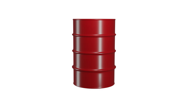 Red metal oil barrel isolated on transparent background. Industry concept. 3D render