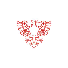 Fototapeta premium Red heraldic eagle logo design with white background