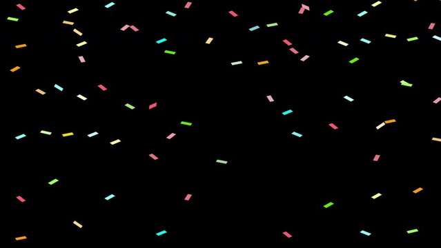 Animated falling confetti pattern on white background. Colorful paper cuts, sprinkles or sweet sugar decorations background. Motion Confetti pattern for birthday, party celebration or for any concept.