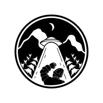 illustration of a black and white logo with unidentified aerial phenomenon (UAP) image
