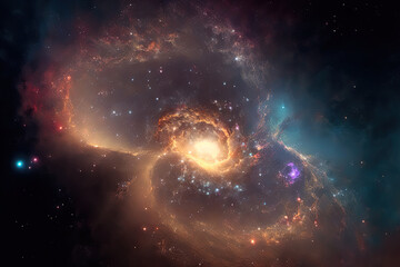 Obraz premium CGI of a limitless universe filled with stars and galaxies in space. Generative AI