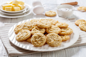 amish sugar cookies on plate, top view