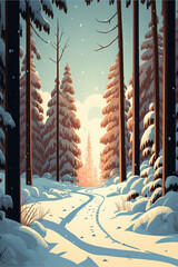 winter forest landscape Generative AI