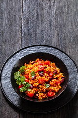 jollof rice with red beans, tomato, spices