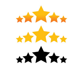 Five stars set of golden and black icons 