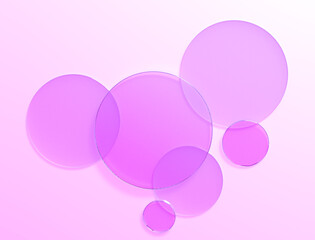 Circle glass display background. Top view crystal pedestal or showcase display template for cosmetic presentation. 3D render illustration