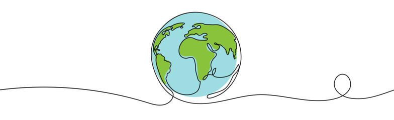 One line style world. Simple modern minimalism continuous earth vector