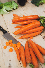 Fresh carrots on a cutting board ready for a delicious meal