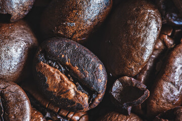 Coffee beans, fresh and roasted for delicious espresso