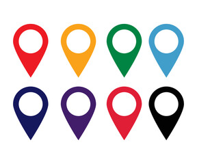 Location set of map pins icons