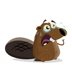 funny cartoon beaver is crying © shockfactor