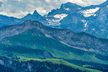 Fototapeta premium Switzerland 2022, Beautiful view of the Alps from Rigi Kulm. Niederbauen Chulm.