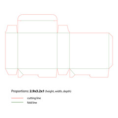 Die-cutting of packaging with cut and fold lines. Can be used to create packaging. File is ready for printing.