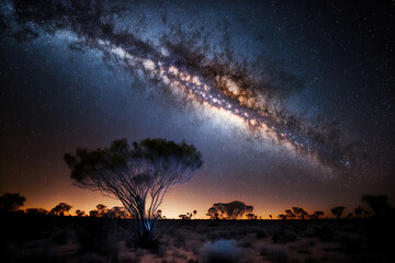 lovely milkyway in the night sky just before dawn. Generative AI
