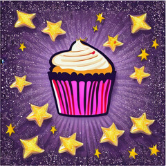 Muffins, Cup Cakes mit Obst und Sahne