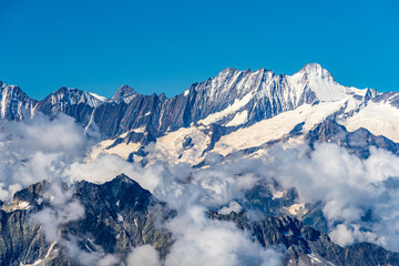 Obraz premium Switzerland 2022, Beautiful view of the Alps and Blue Sky around Titlis mountain.