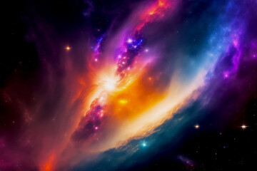 Fototapeta na wymiar 3d wallpaper of colorful space stars galaxy nebula 3d rendering