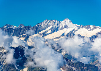 Switzerland 2022, Beautiful view of the Alps and Blue Sky around Titlis mountain.