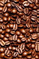 Fototapeta premium Roasted coffee beans background. IA Tehnology