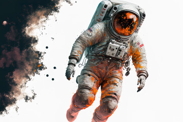 Fototapeta premium Transparent file of an astronaut with a rocket. Generative AI