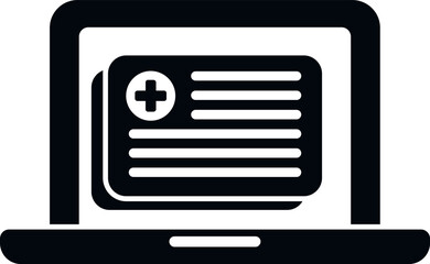 Laptop patient card icon simple vector. Record doctor. Computer electronic