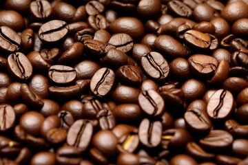 Fototapeta premium Roasted coffee beans background. IA Tehnology