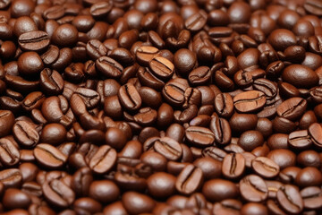 Obraz premium Roasted coffee beans background. IA Tehnology