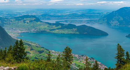 Fototapeta na wymiar Switzerland 2022, Beautiful view of the Alps from Niederbauen. Lake Luzern.