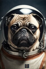 Space Smart Dogs Pug, Generative AI