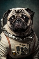 Space Smart Dogs Pug, Generative AI