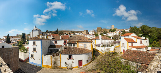 Fototapeta na wymiar Aerial view of beautiful medieval village Obidos in the centre of Portugal