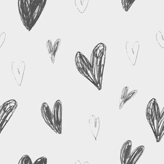 Heart white seamless Background in hand drawn doodle style, Love Cards Vector Illustration, Heart wallpaper love romance and wedding symbols.
