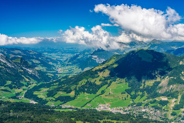 Switzerland 2022, Beautiful view of the Alps from Brienzer Rothorn. Sorenberg.