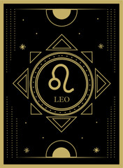 Leo horoscope and zodiac constellation symbol Premium Vector tarot card for tarot reader