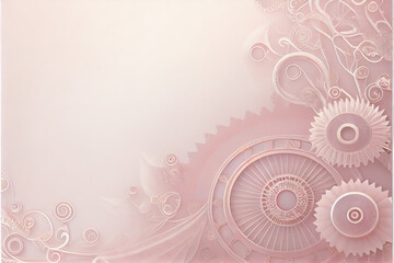 Fototapeta na wymiar Steampunk background with lace and gears in Dusty Rose 