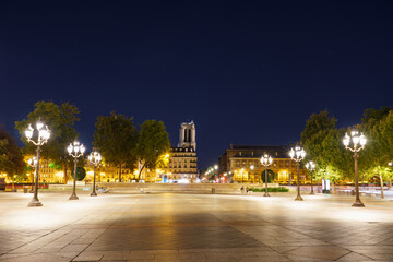 Fototapeta na wymiar Notre Dame cathedral at night in Paris. France