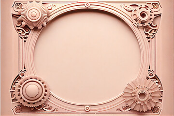 steampunk frame with gears and cogs in dusty rose