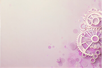Steampunk background with lace and gears in Dusty pink
