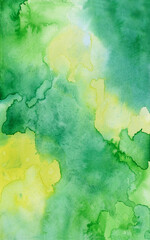 Bright painted green and yellow watercolor texture. Hand drawn background